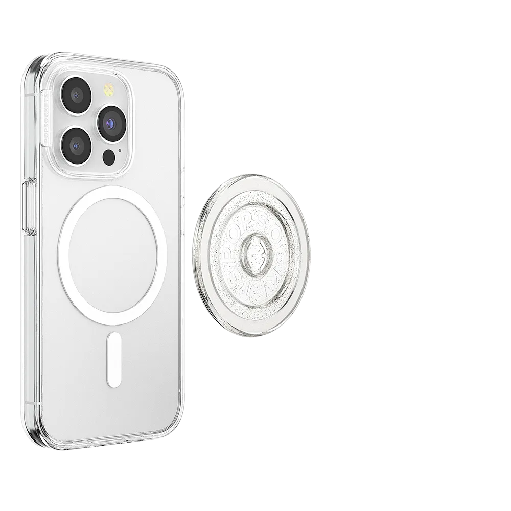 Clear Glitter Silver — MagSafe Round Base