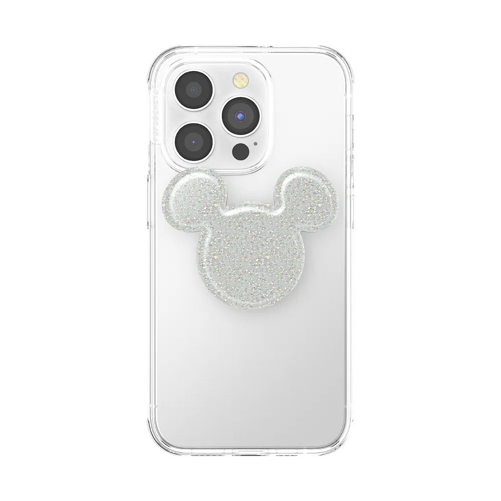 Earridescent White Glitter Mickey Mouse — Adhesive PopGrip 4 Earridescent White Glitter Mickey Mouse — Adhesive PopGrip