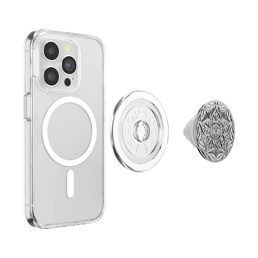 Enamel Silver Mandala — MagSafe PopGrip