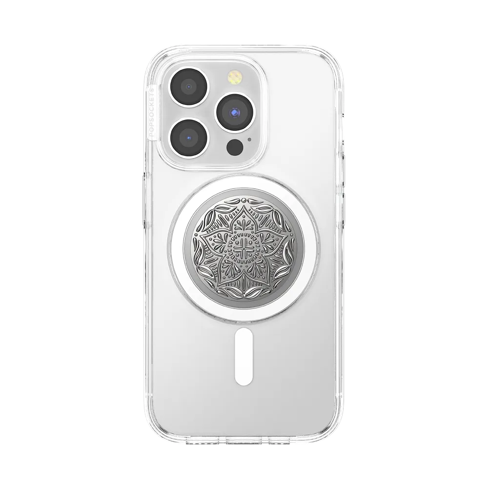 Enamel Silver Mandala — MagSafe PopGrip