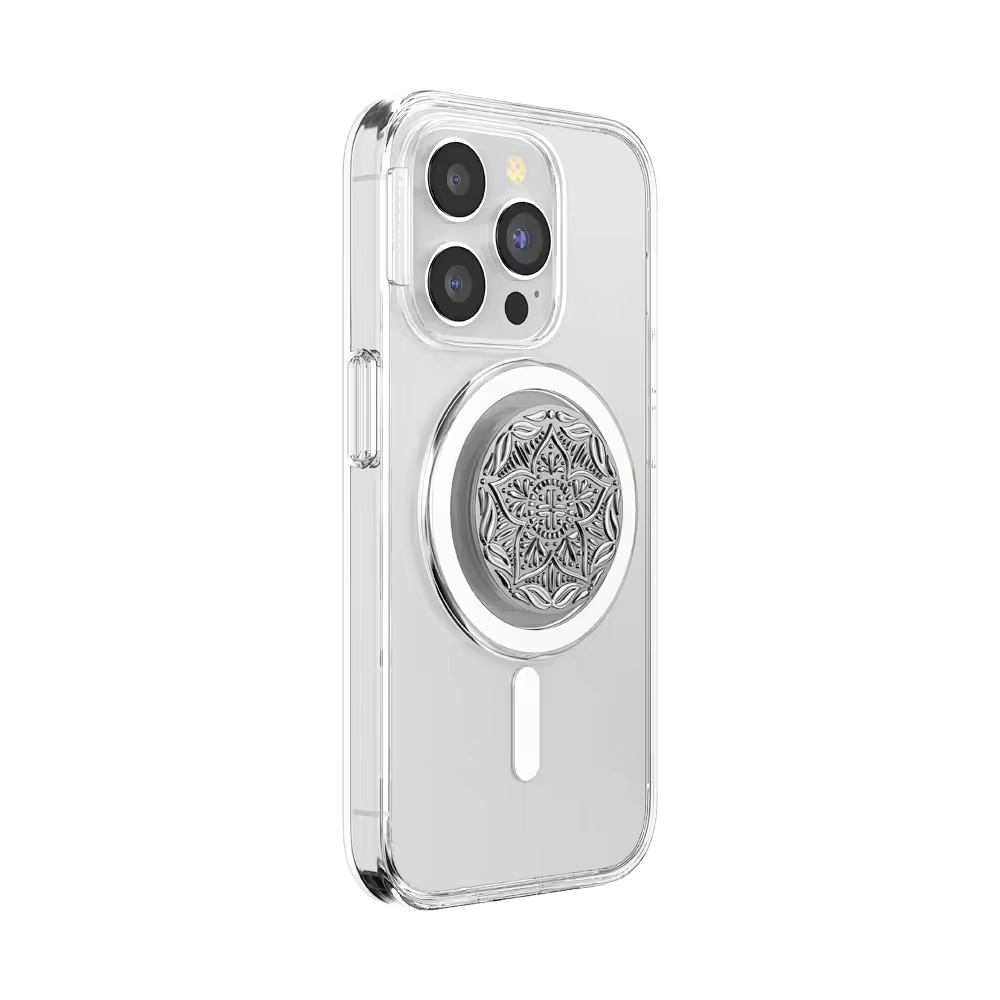 Enamel Silver Mandala — MagSafe PopGrip