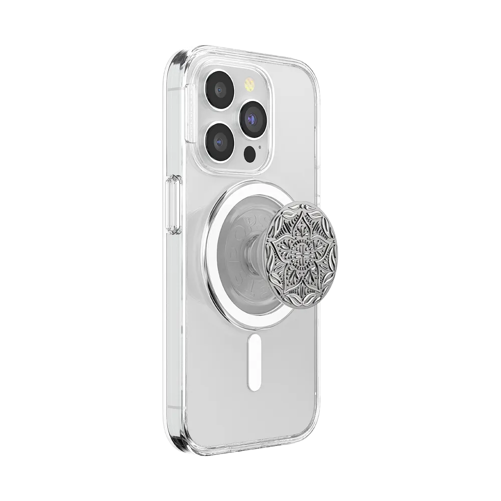 Enamel Silver Mandala — MagSafe PopGrip