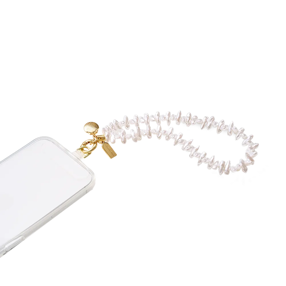 Coral Pearl Clam Charm — Phone Wristlet
